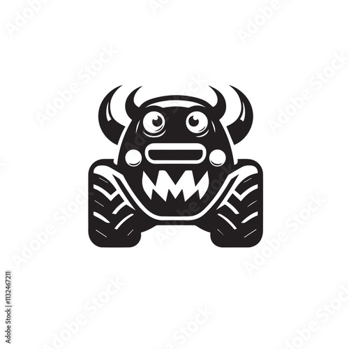 Monster car cartoon vector logo illustration eps 10