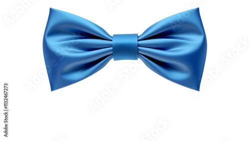 Bow tie. 3d blue bowtie isolated on white background. Fashion butterfly icon. Silk necktie for costume. Cute luxury cloth for business man. Design for gentleman. Vector. Generative AI