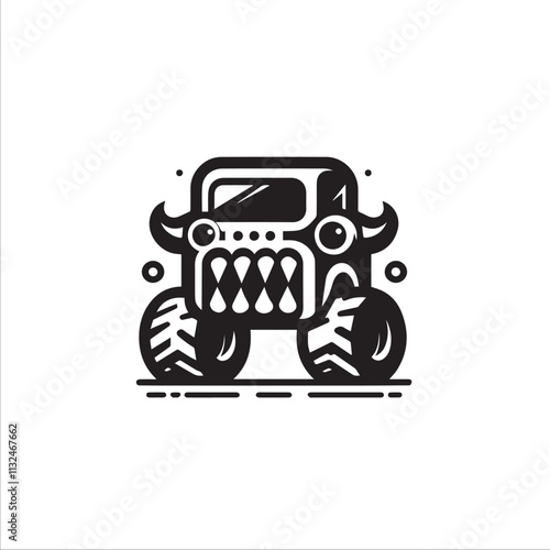 Monster car cartoon vector logo illustration eps 10
