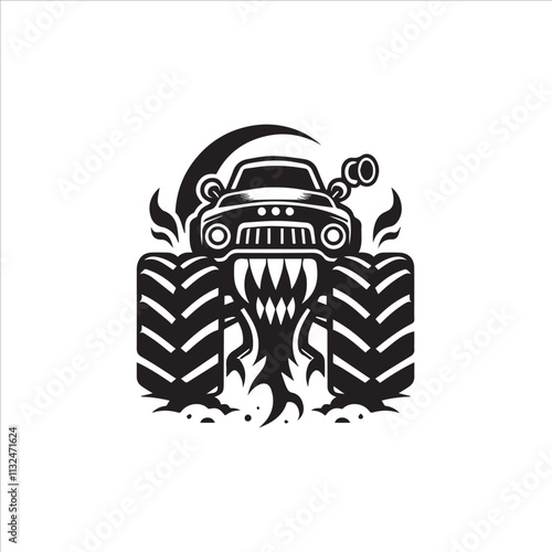 Monster car cartoon vector logo illustration eps 10