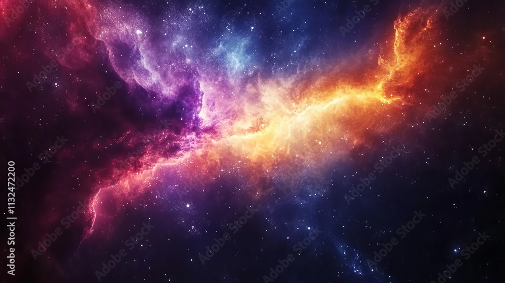Obraz premium Vibrant colorful space galaxy nebula with starry night cosmos and radiant supernova – stunning universe and astronomy-themed background wallpaper for science and space enthusiasts