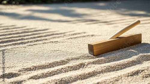 Zen Garden Rake and Sand: Tranquility in a Japanese Garden photo