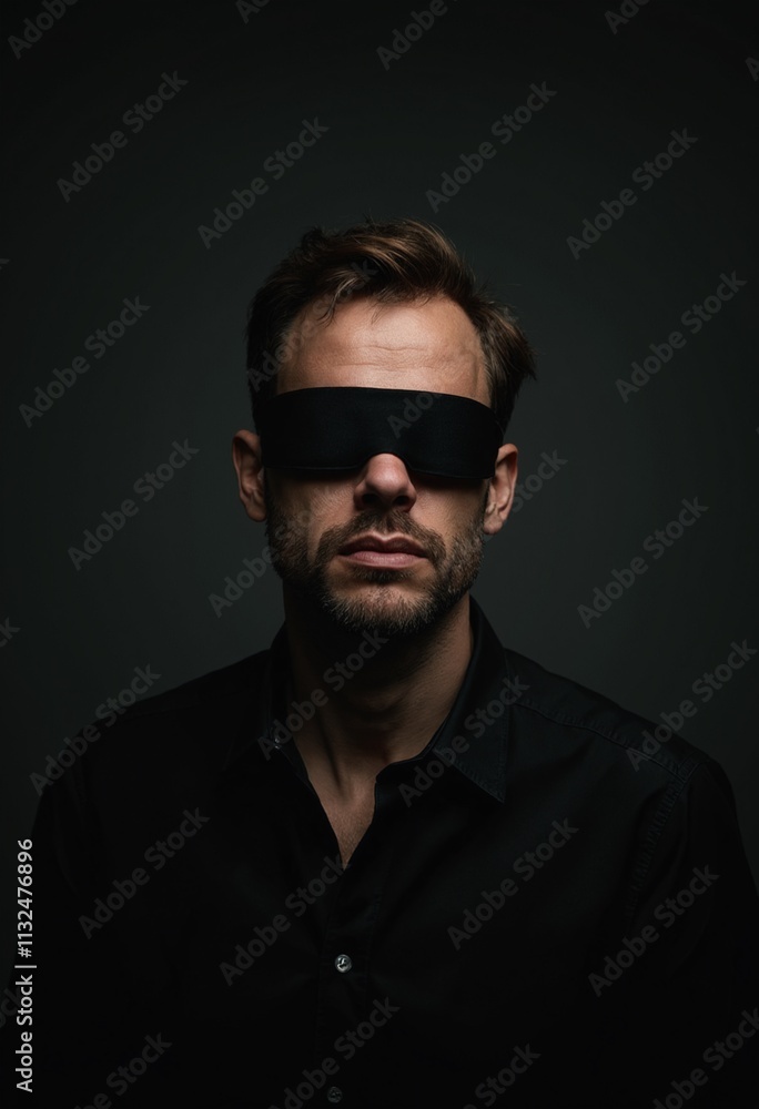Obraz premium Blindfolded man A Study in Obscurity and Perception