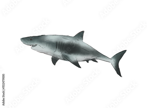Illustration of an Mako Shark Watercolor Fish