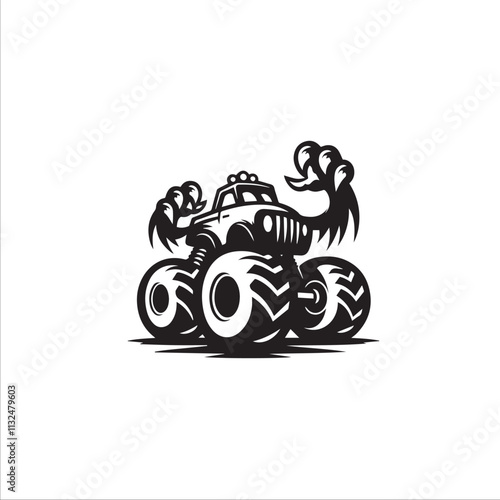 Monster car cartoon vector logo illustration eps 10
