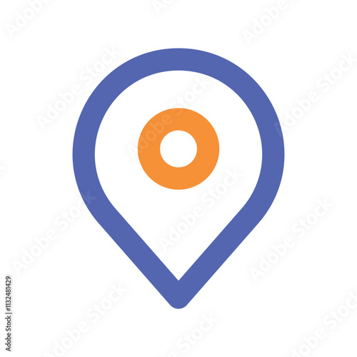 Free Download A stylized abstract location marker featuring a central orange circle within a blue ring. - GFXLoad