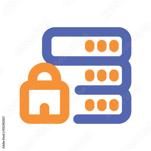 The image depicts a secure server rack with a firewall icon symbolizing data center protection.