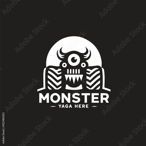 Monster car cartoon vector logo illustration eps 10