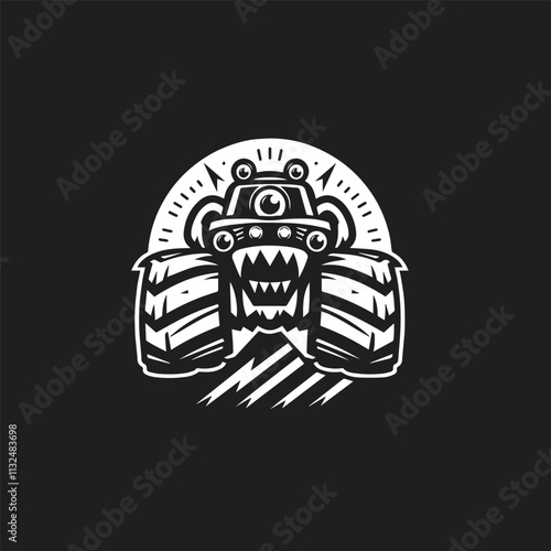 Monster car cartoon vector logo illustration eps 10