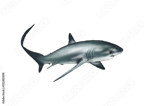 Illustration of an Thresher Shark Watercolor Fish