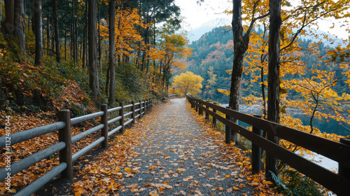 Explore vibrant hiking trails with autumn colors near mount fuji a scenic outdoor adventure in nature's breathtaking landscape photo