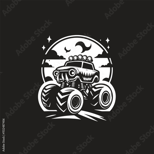 Monster car cartoon vector logo illustration eps 10