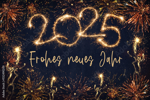 Photography Frohes neues Jahr, Silvester, Party, Neujahr Grußkarte, Karte mit deutschem Text