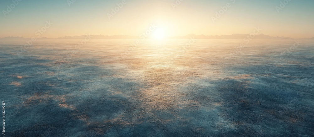 Fototapeta premium Aerial view of a sunrise over a sea of clouds.