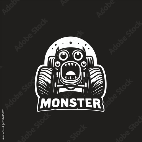 Monster car cartoon vector logo illustration eps 10