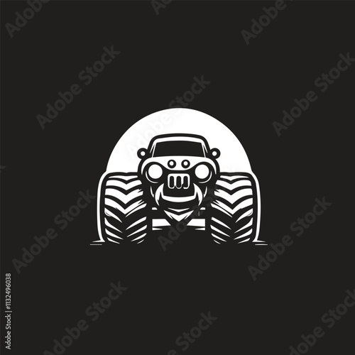 Monster car cartoon vector logo illustration eps 10