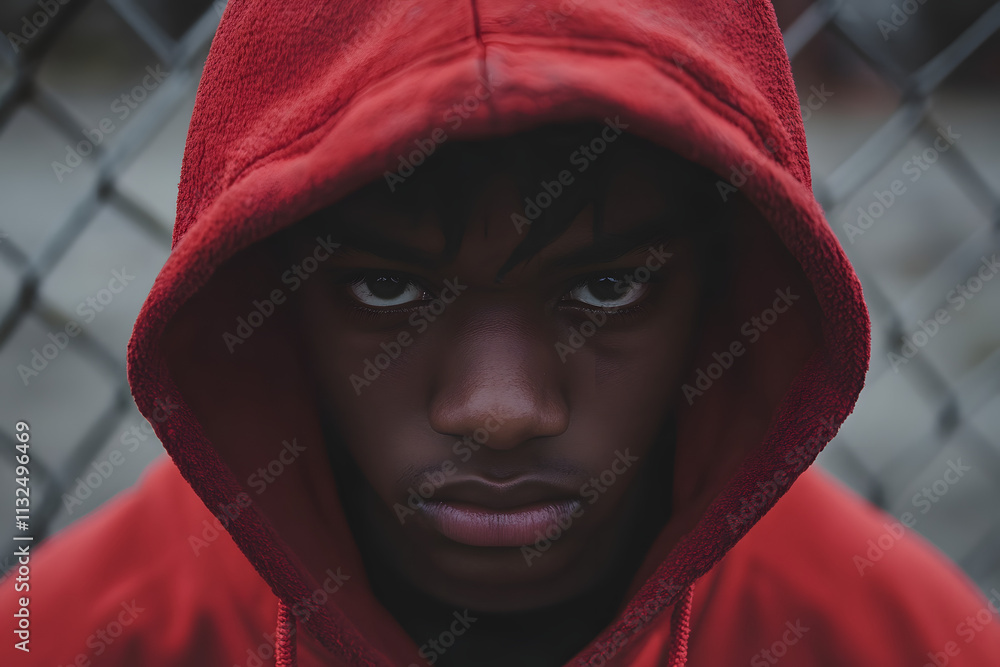 Intense stare of young man in red hoodie, serious face, urban background, powerful expression, strong emotions, determination, deep gaze, moody portrait, street style, focus
Intense stare of young man in red hoodie, serious face, urban background, powerful expression, strong emotions, determination, deep gaze, moody portrait, street style, focus