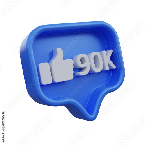 90k like notification 3D Illustration photo