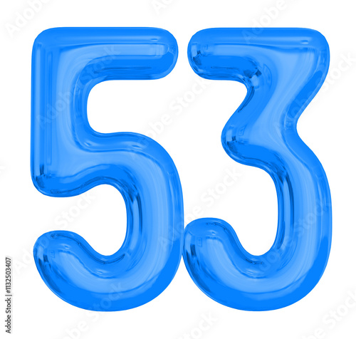 Number 53 Blue Balloon 3D photo