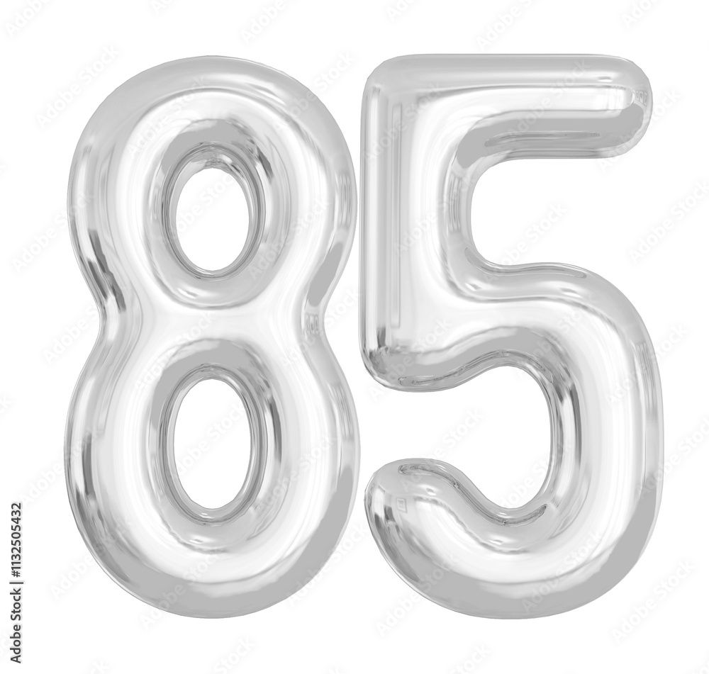 Number 85 Silver Balloon 3D Number 85 Silver Balloon 3D
