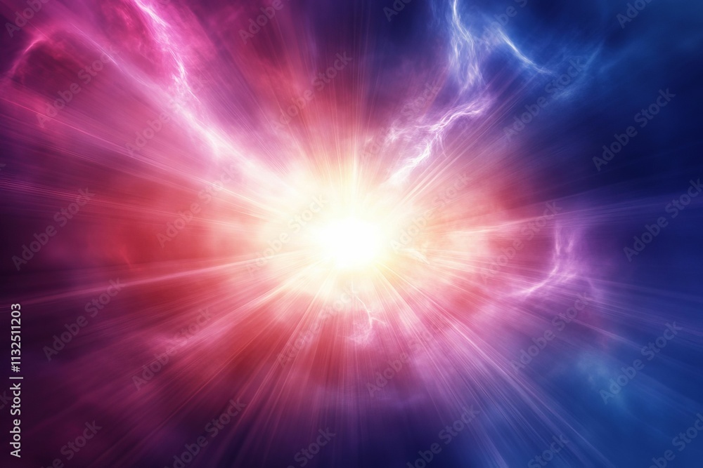 Obraz premium Bright light bursts through colorful clouds.