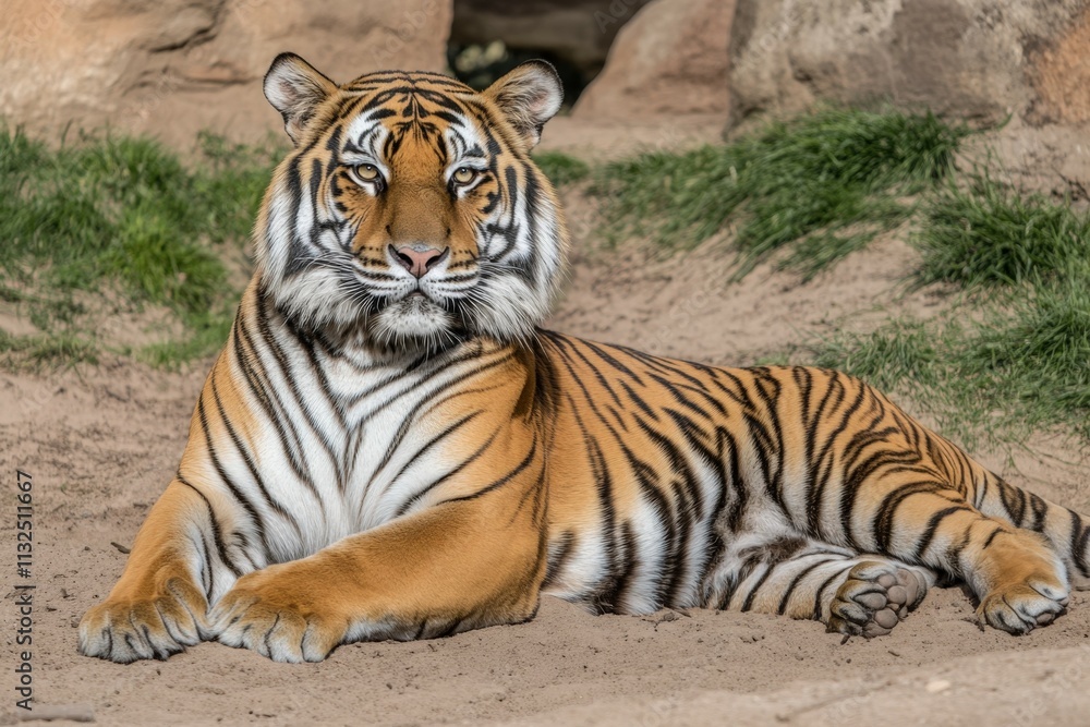 Obraz premium Intense Close-Up of a Majestic Tiger. Beautiful simple AI generated image