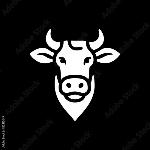 cow head cartoon vector logo