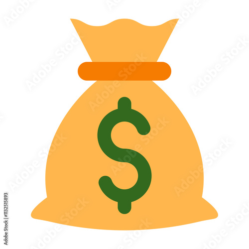Money Bag Vector Flat Icon Design