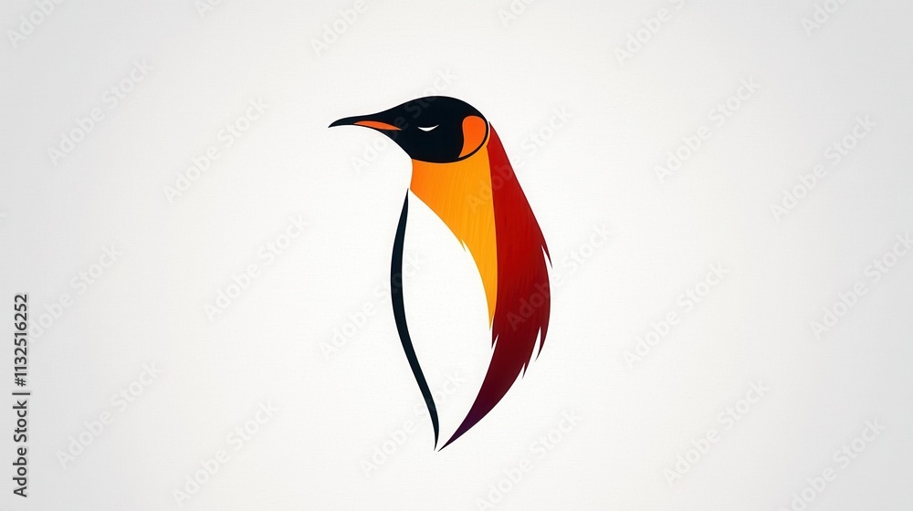 Obraz premium Elegant Minimalist Penguin Design in Vibrant and Warm Colors