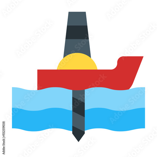 Deep Sea Mining Vector Flat Icon Design