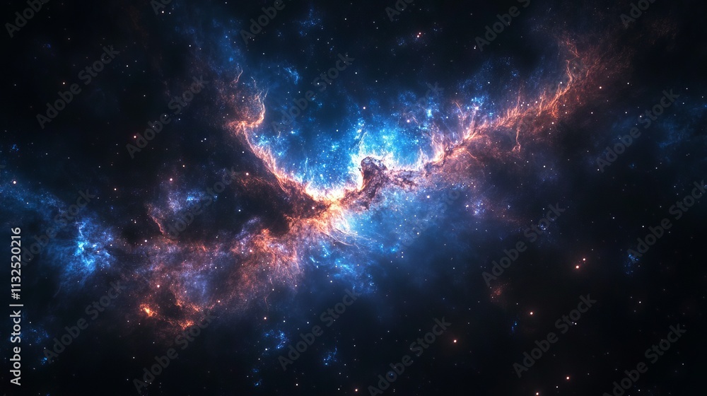 Obraz premium Stunning realistic vector illustration of a beautiful blue nebula in outer space featuring vibrant cosmic clouds and starry background