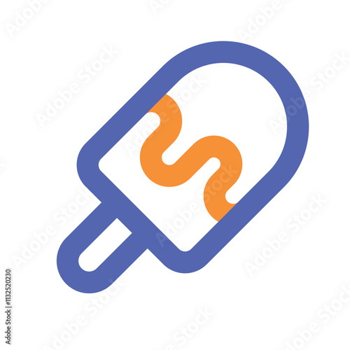 An abstract digital illustration featuring orange shapes enclosed by a blue outline resembling a stylized organic form.