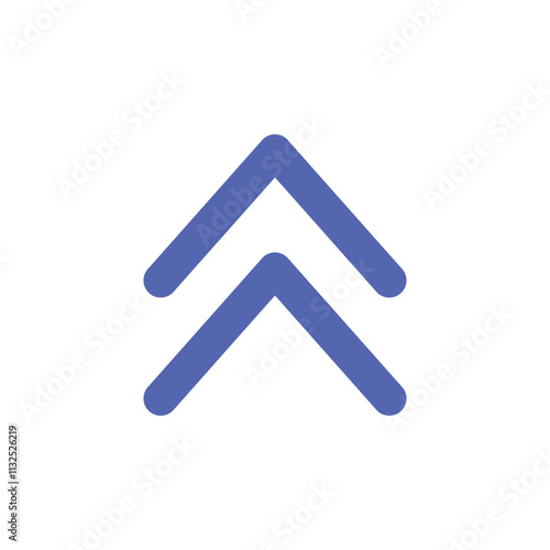 The image shows two blue upward pointing arrows stacked vertically a simple graphic design.