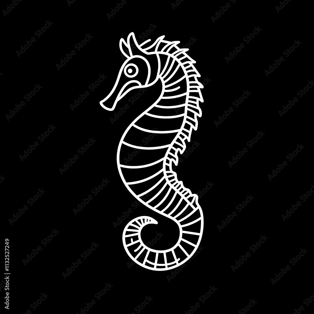 Fototapeta premium Sleek and Minimalist Seahorse Logo Design for Creative Projects, Branding, or Artistic Endeavors Showcasing Unique and Modern Aesthetic