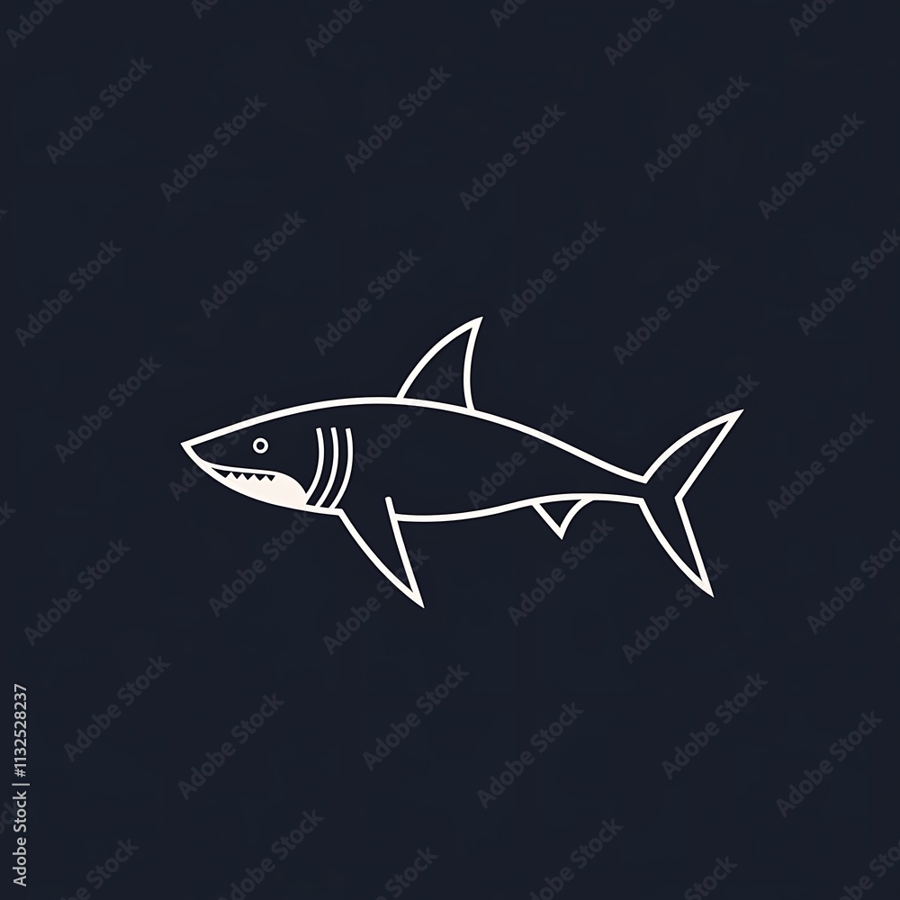 Fototapeta premium Sleek and Minimalist Shark Logo Design Featuring a Simplified Outline Perfect for Modern Branding and Creative Projects