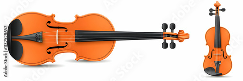 Orange Violin, A String Instrument's Elegant Design,  Detailed View Shows its Exquisite Craftsmanship and Musical Potential.