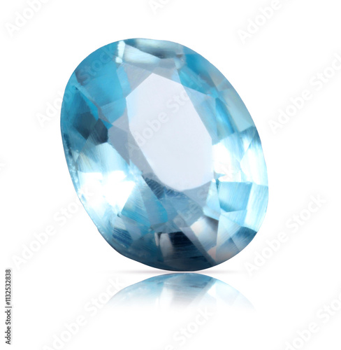 фотографія One light blue shiny gemstone isolated on white