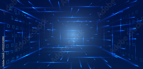 Futuristic sci-fi technology speed blue light background vector editable