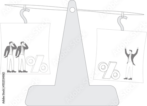 Inequity, the percentage of possession of one person on the see-saw is greater than the percentage of possession of all others, the wealth gap and inequality