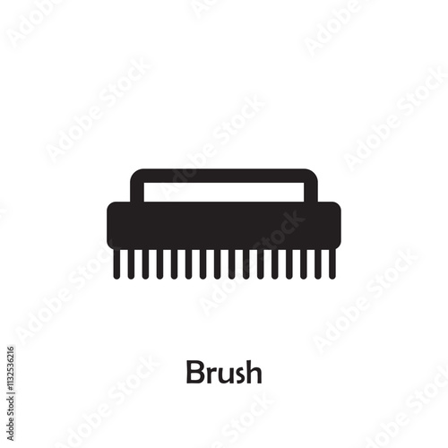Simple brush icon vector isolated on white background in silhouette style. Bathroom accessories. Icon for web design, tag, label.