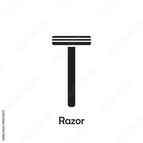 Simple razor icon vector isolated on white background in silhouette style. Bathroom accessories. Icons for web design, tag, label.