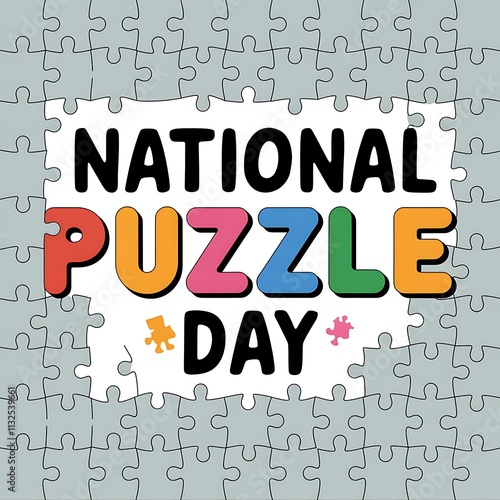 National Puzzle Day puzzle pieces colorful text photo