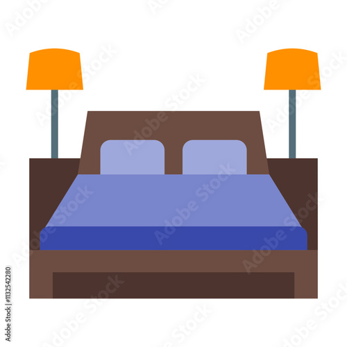 Bed Room Vector Flat Icon Design Design