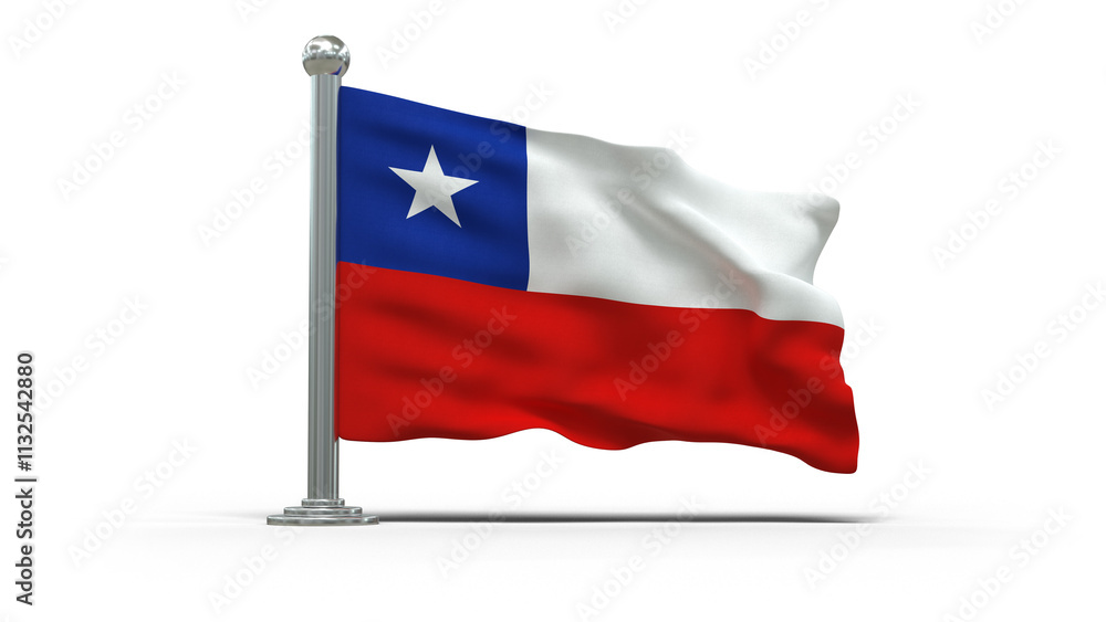 Fototapeta premium mini drapeau chilien sur pied, posé sur un fond transparent - rendu 3D