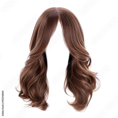Human hair wig isolated on white or transparent background