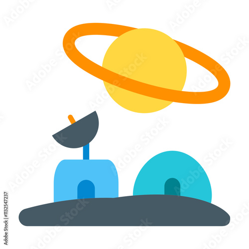 Lunar Base Vector Flat Icon Design Design