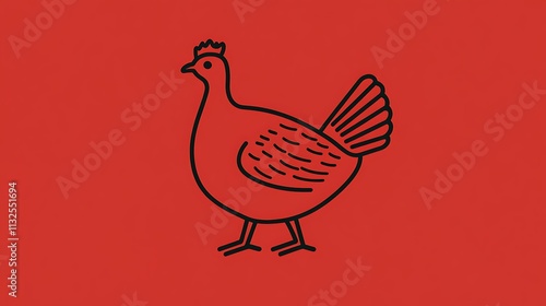 Sleek and Minimalist Turkey Logo Design Featuring a Stylized Bird Illustration on a Vibrant Red Background for Modern Brand Applications photo