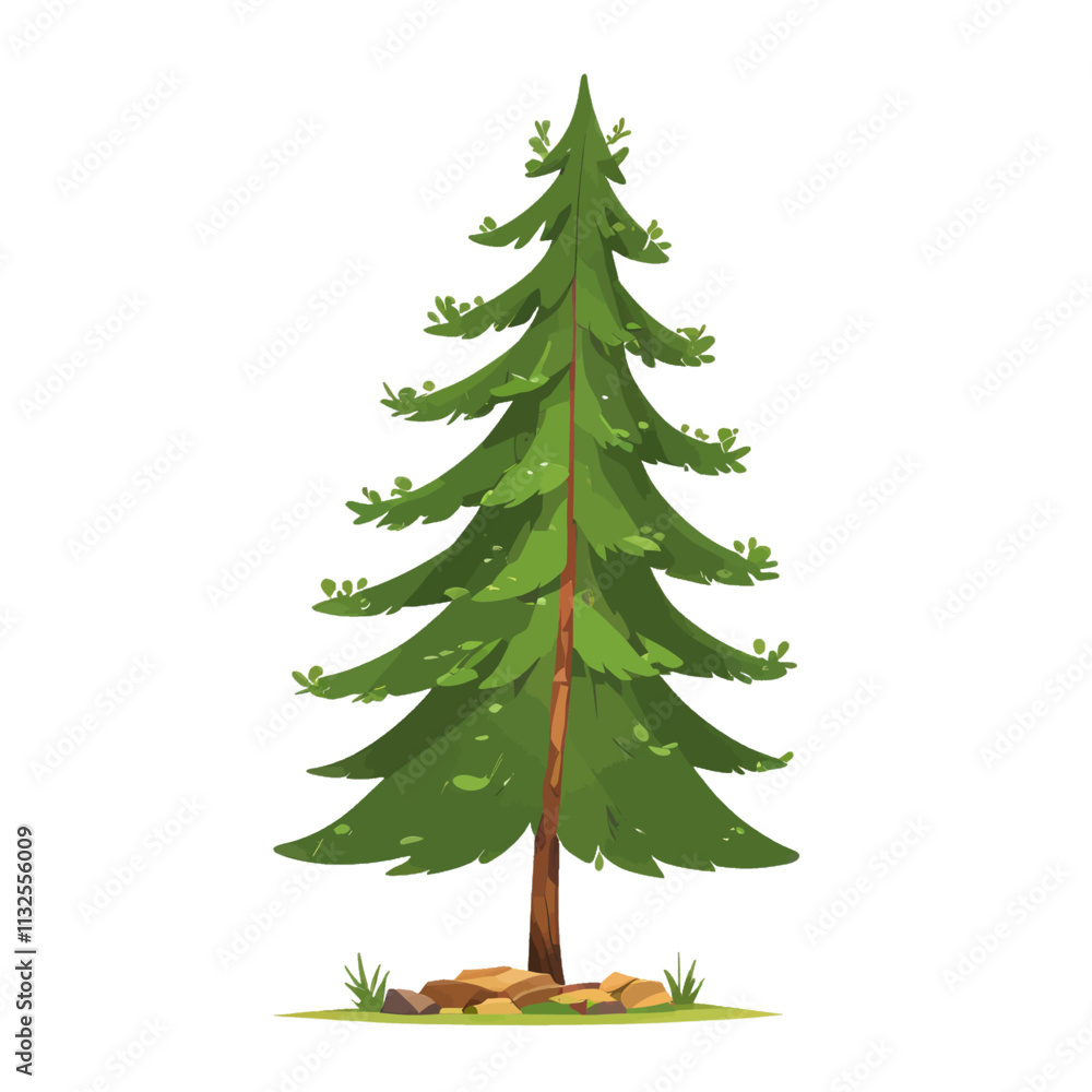 Obraz premium Pine Tree Vector Art Style Illustration Isolated