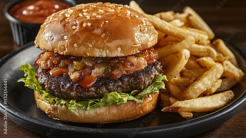 custom made wallpaper toronto digitalClassic Beef Burger with Lettuce, Tomato, and Fries
