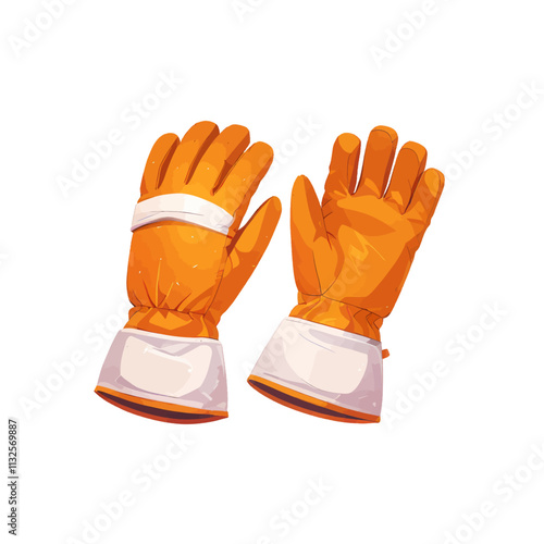 Orange Gloves Vector Art Style Illustration Isolated